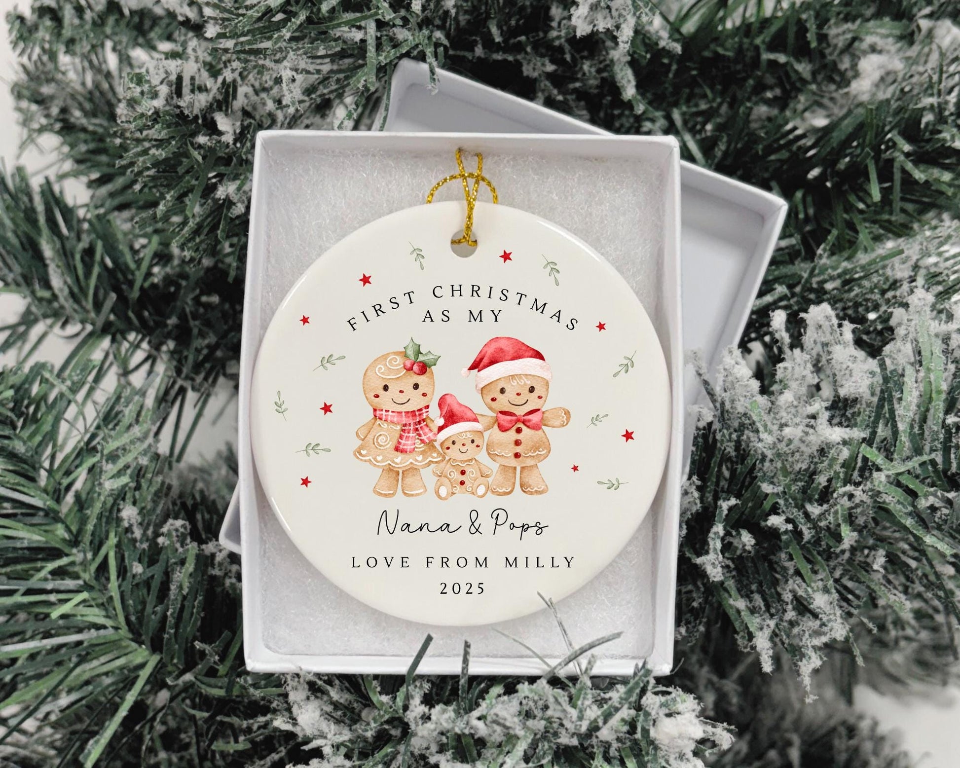 First Christmas As Nanny & Grandad Personalised Bauble Ornament Grandparents Xmas Decoration Gift
