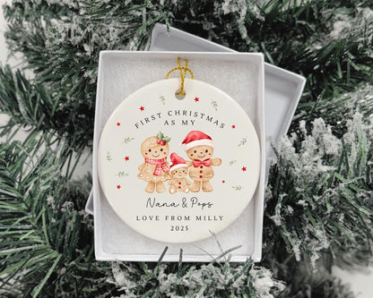First Christmas As Nanny & Grandad Personalised Bauble Ornament Grandparents Xmas Decoration Gift
