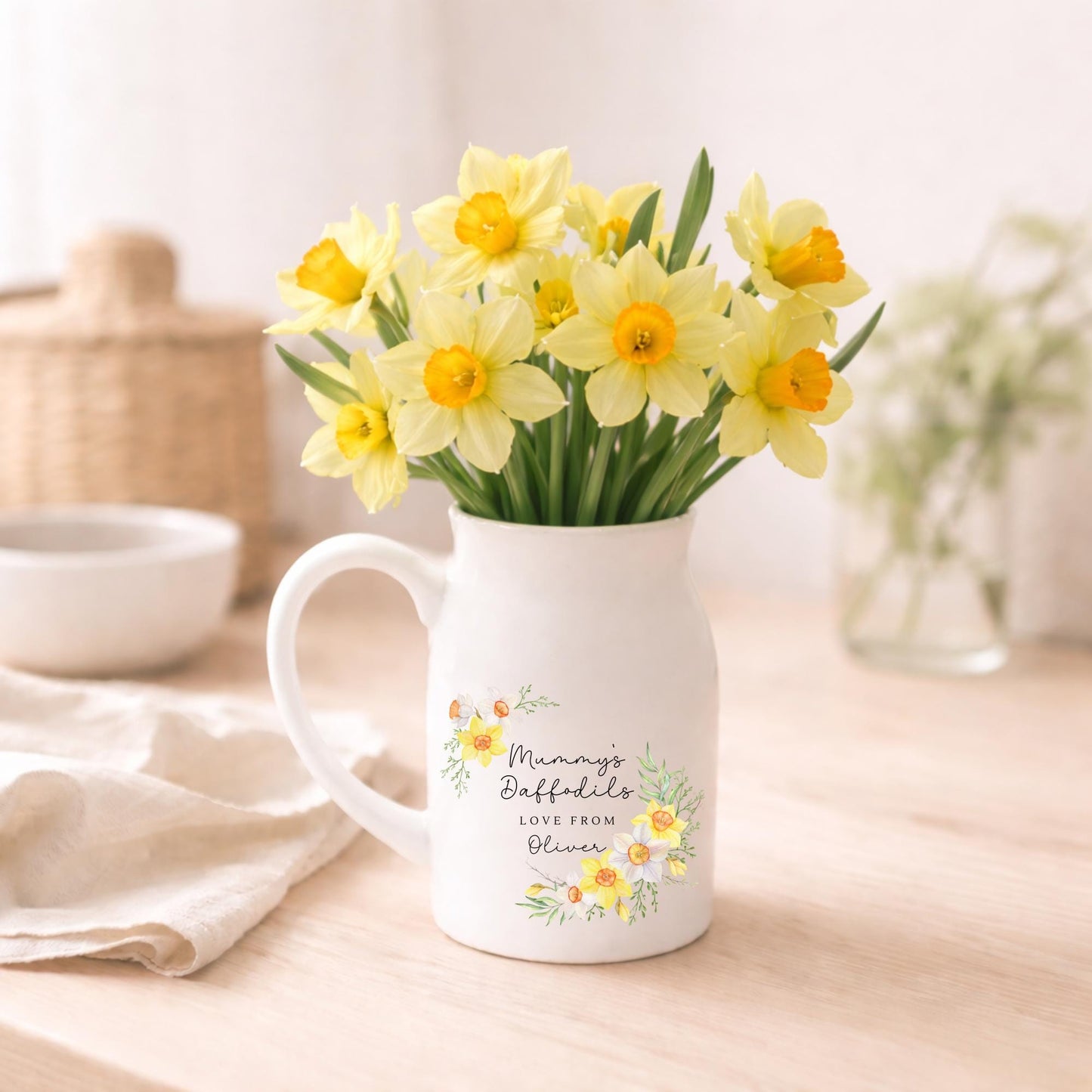 Personalised Vase Mother's Day Mummy Grandma Nanny Ceramic Flower Jug Easter Birthday Gift