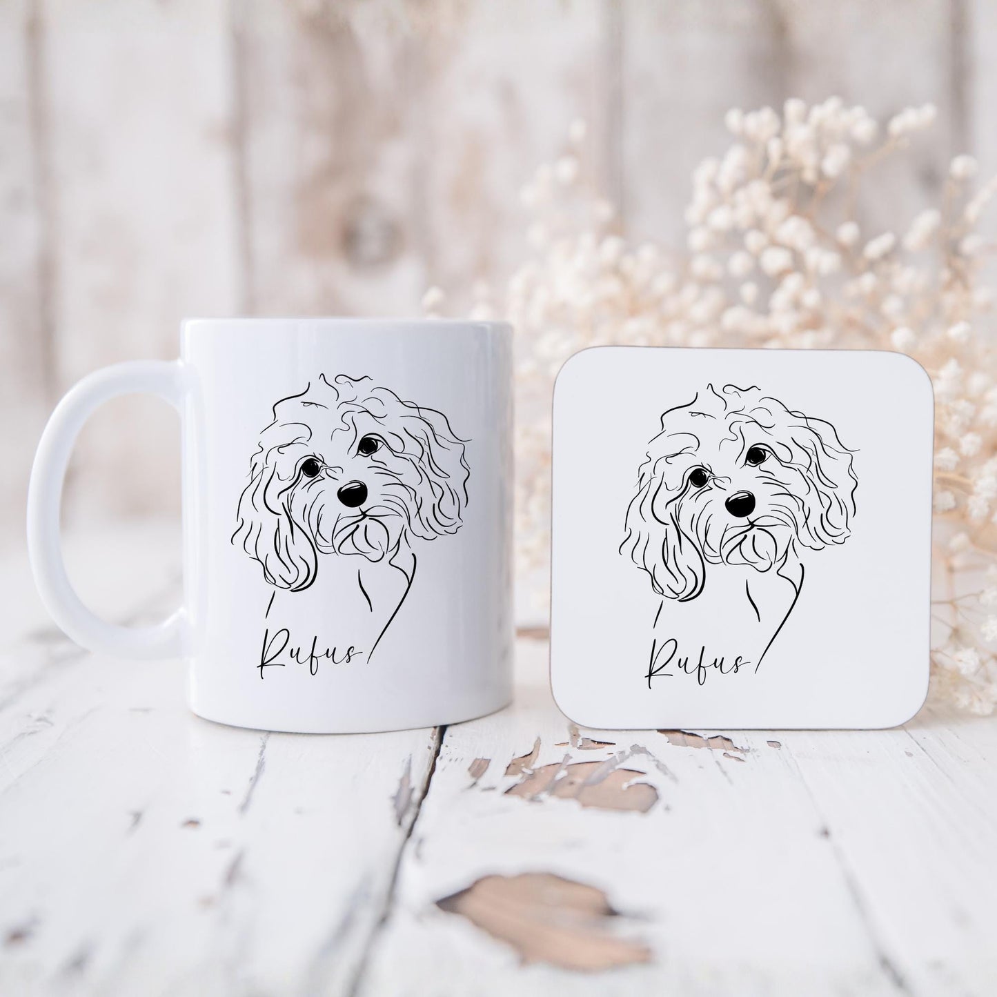 Cockapoo Personalised Mug Line Art Dog Gift