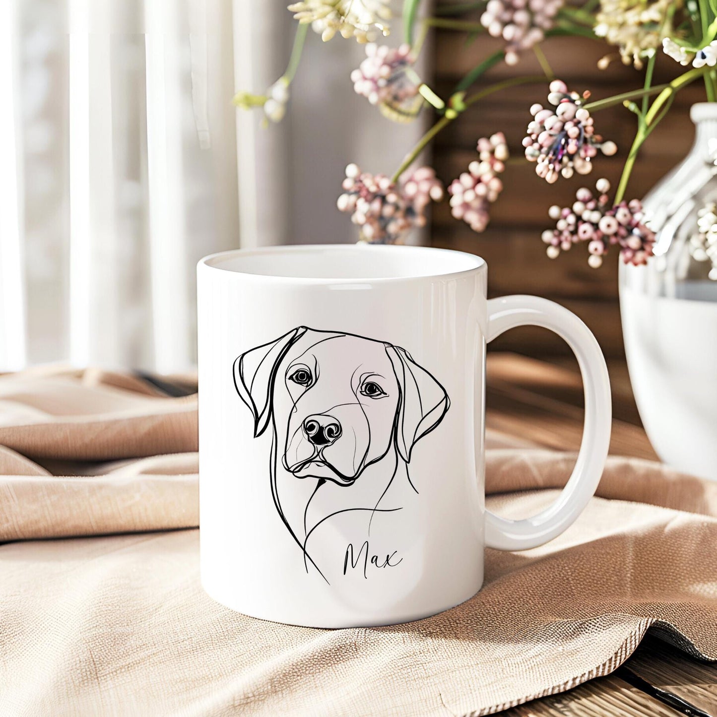 Labrador Personalised Mug Line Art Dog Gift