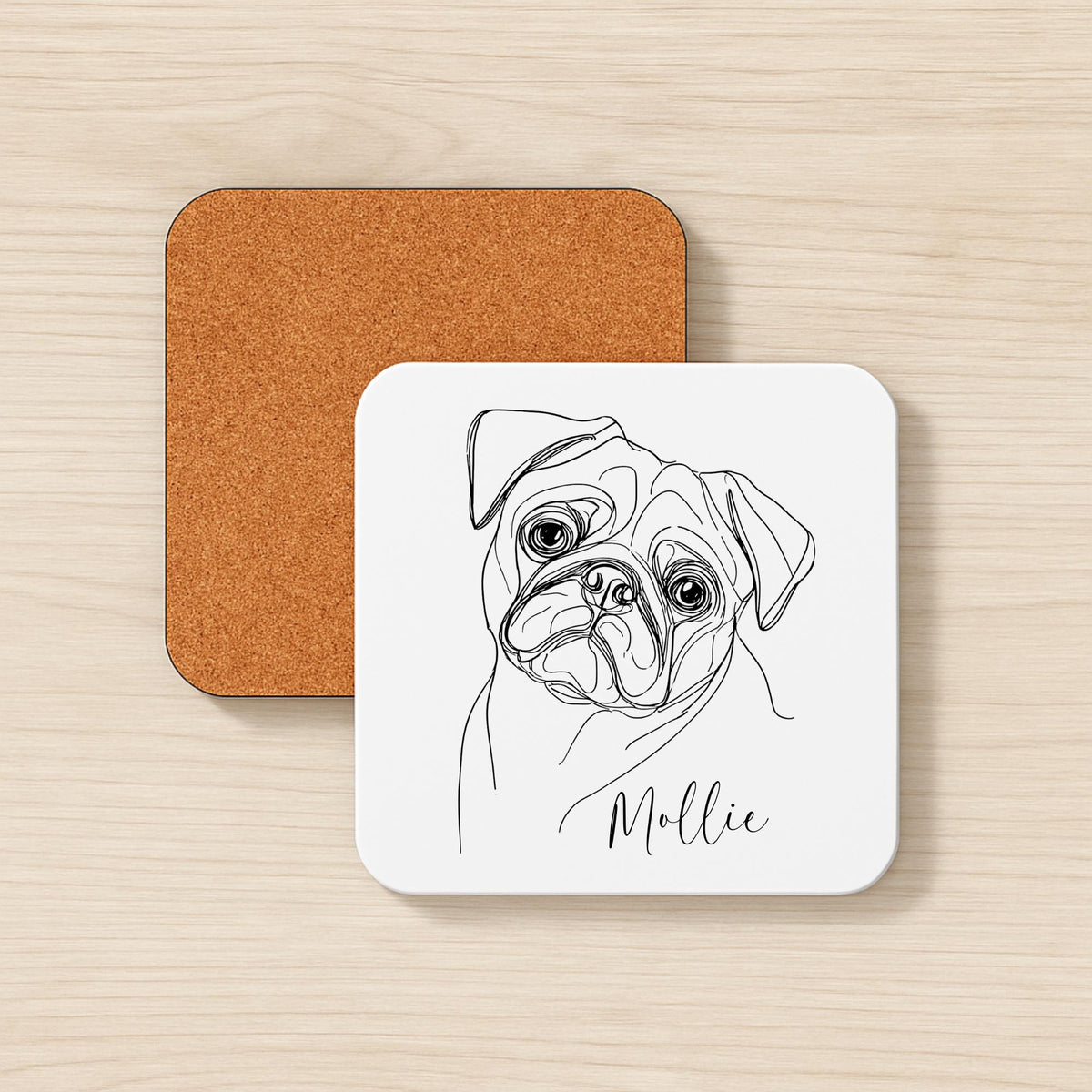 Pug Personalised Mug Line Art Dog Gift