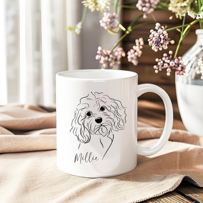 Cockapoo Personalised Mug Line Art Dog Gift