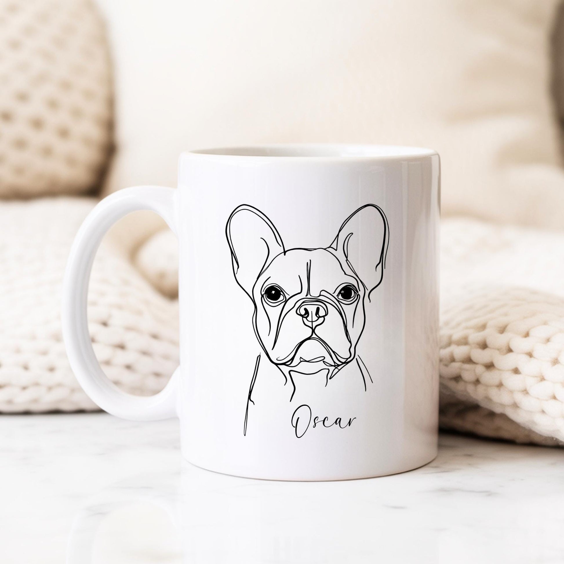 French Bulldog Personalised Mug Line Art Frenchie Dog Gift