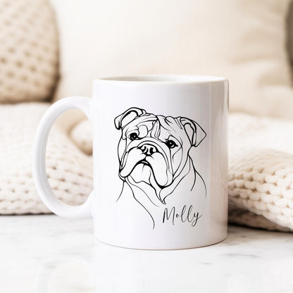 Bulldog Personalised Mug Line Art Dog Gift
