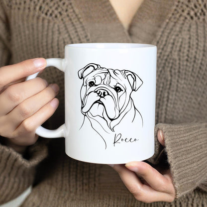 Bulldog Personalised Mug Line Art Dog Gift