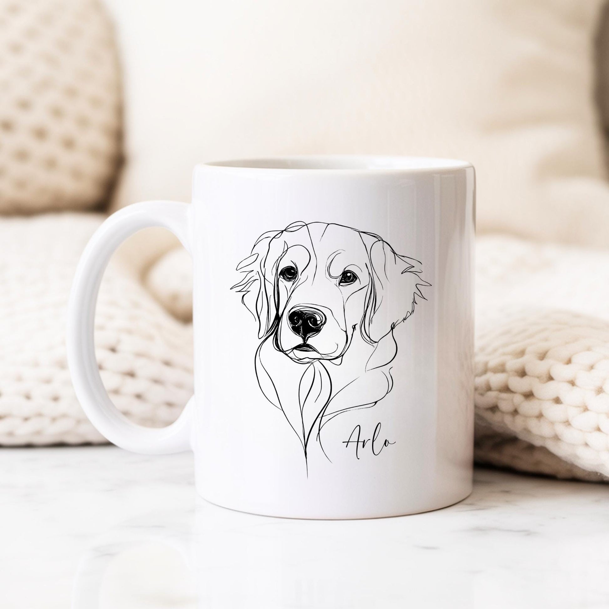 Golden Retriever Personalised Mug Line Art Dog Gift