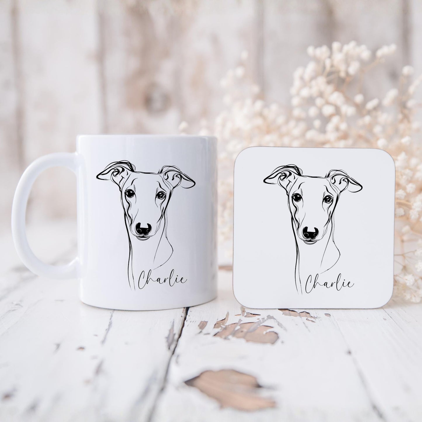 Greyhound Personalised Mug Line Art Dog Gift