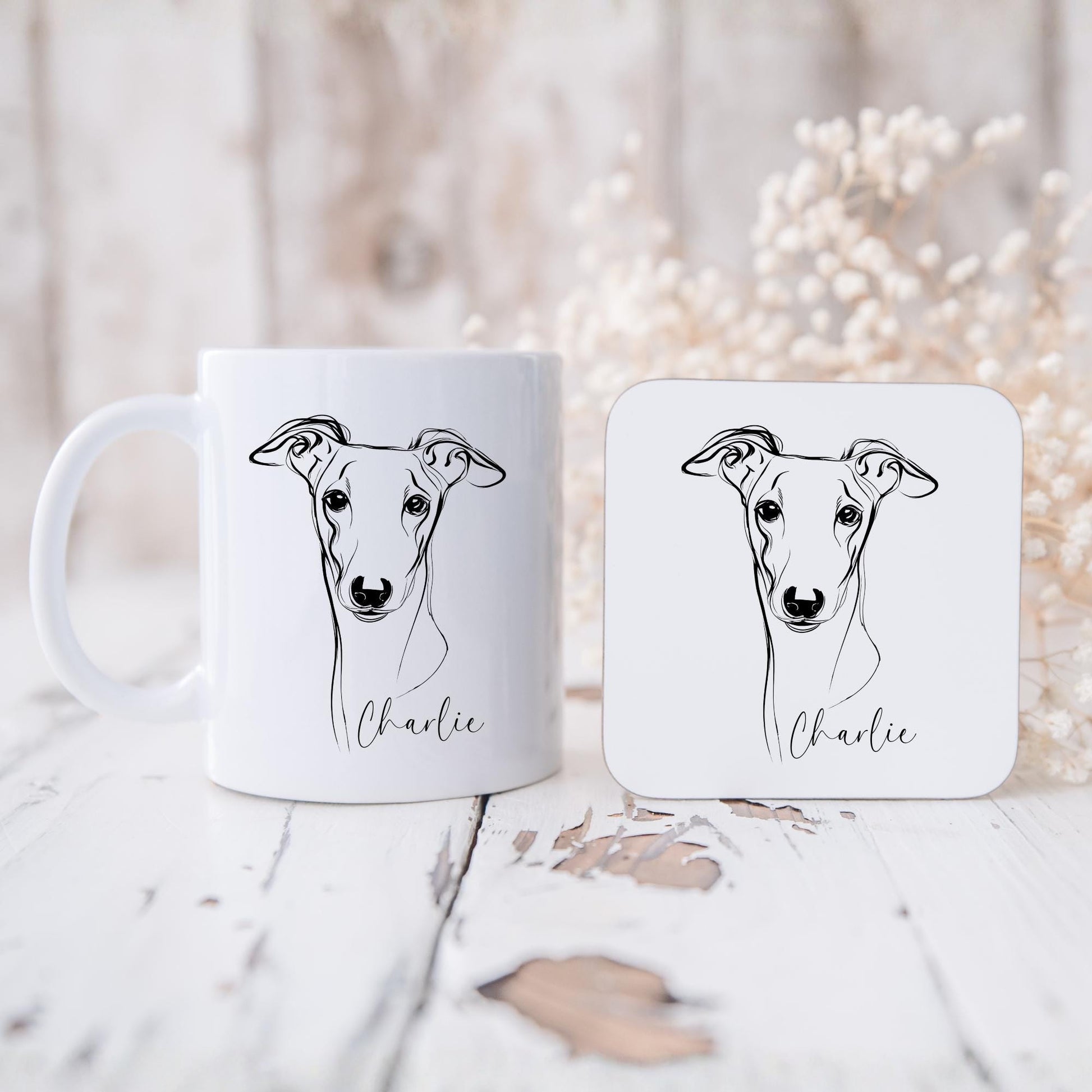 Greyhound Personalised Mug Line Art Dog Gift
