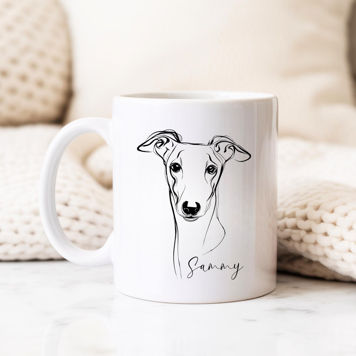 Greyhound Personalised Mug Line Art Dog Gift