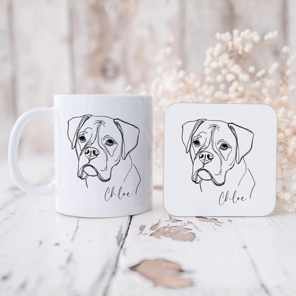 Boxer Personalised Mug Line Art Dog Gift
