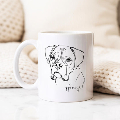 Boxer Personalised Mug Line Art Dog Gift