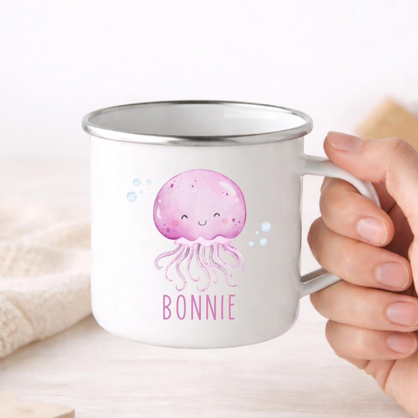Personalised Children's Mug Sea Creature Enamel Kids Cup Gift