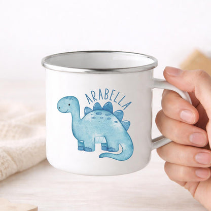 Personalised Children's Mug Dinosaur Enamel Kids Cup Gift