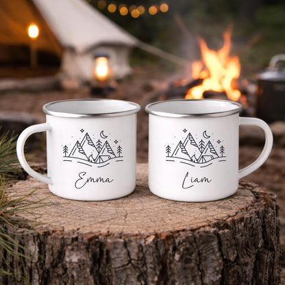 Personalised Camping Mug Outdoor Campervan Enamel Cup Gift