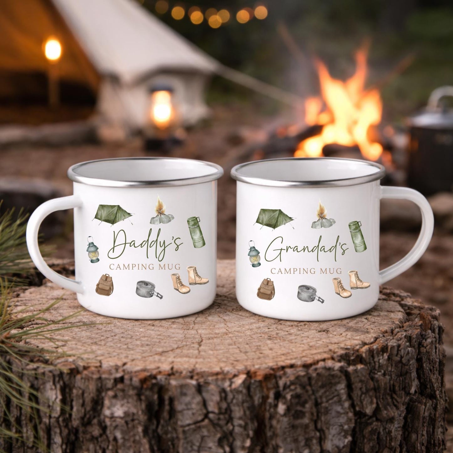 Personalised Camping Mug Enamel Camper Travel Gift