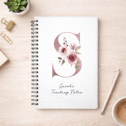 Personalised Notebook: Monogram Initial Floral Notepad Gift