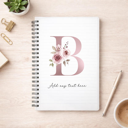 Personalised Notebook: Monogram Initial Floral Notepad Gift