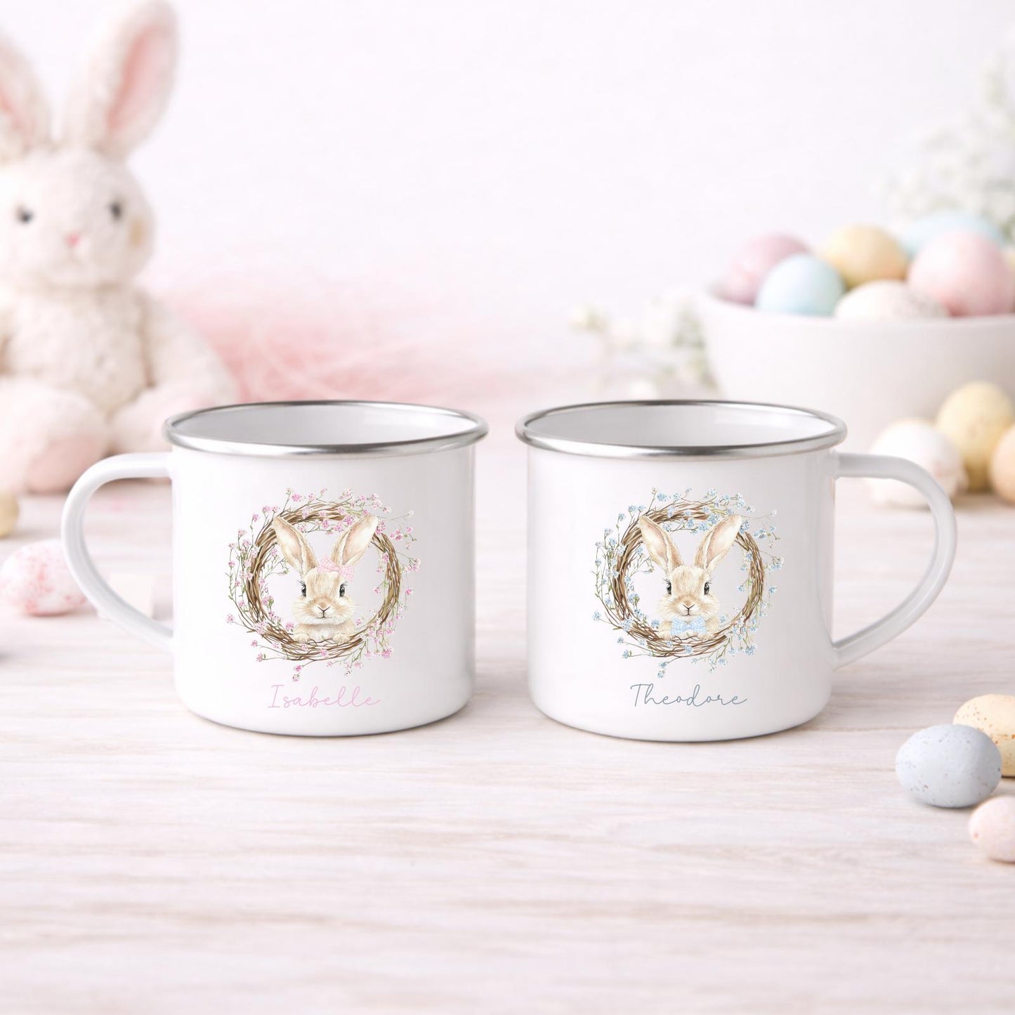 Personalised Easter Mug Children's Bunny Gift Enamel Kids Cup