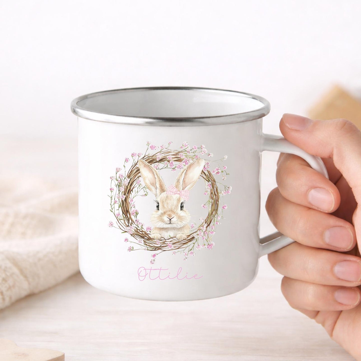 Personalised Easter Mug Children's Bunny Gift Enamel Kids Cup