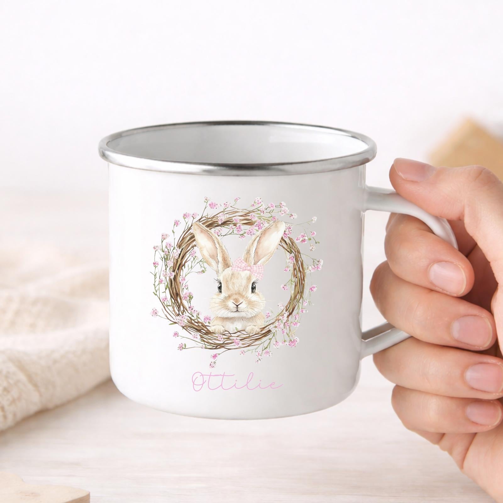 Personalised Easter Mug Children's Bunny Gift Enamel Kids Cup