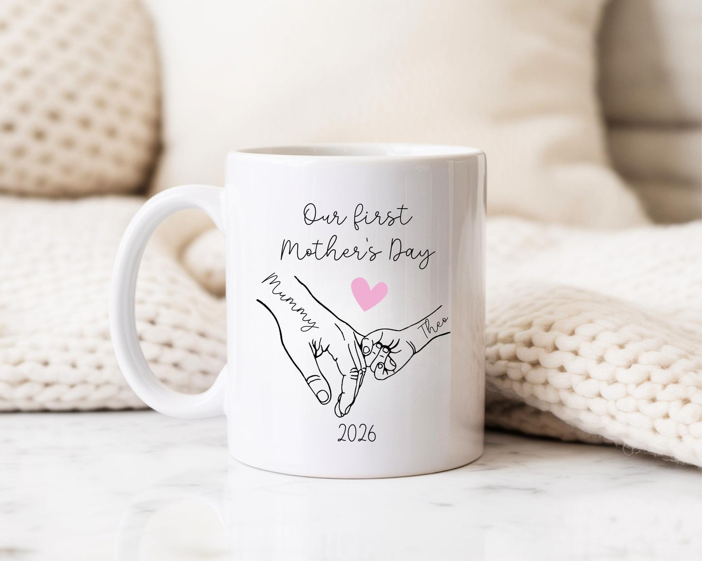 First Mother's Day Personalised Mug Holding Hands 2025 Mummy & Baby