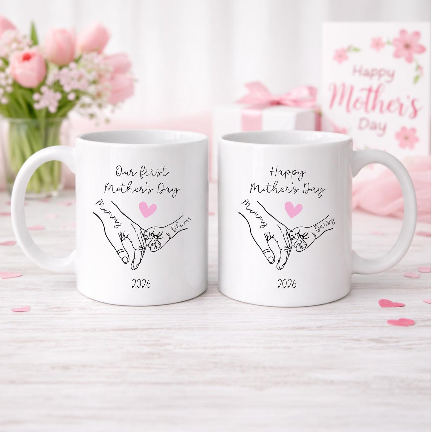 First Mother's Day Personalised Mug Holding Hands 2025 Mummy & Baby