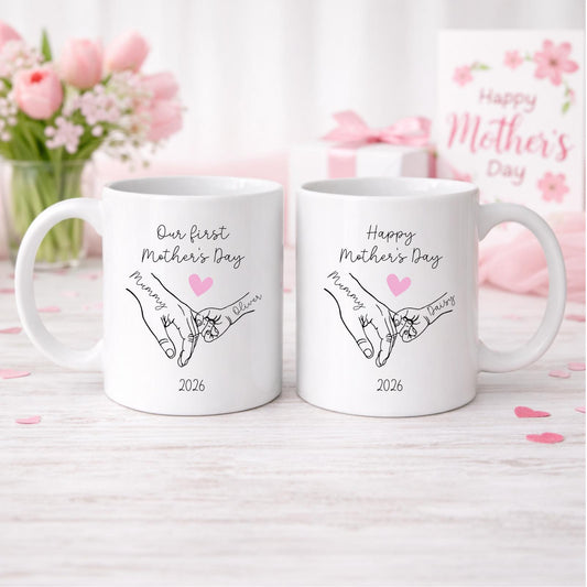 First Mother's Day Personalised Mug Holding Hands 2025 Mummy & Baby