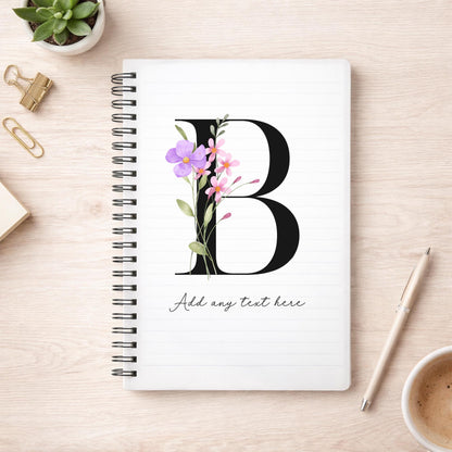 Personalised Notebook: Monogram Initial Floral Notepad Gift