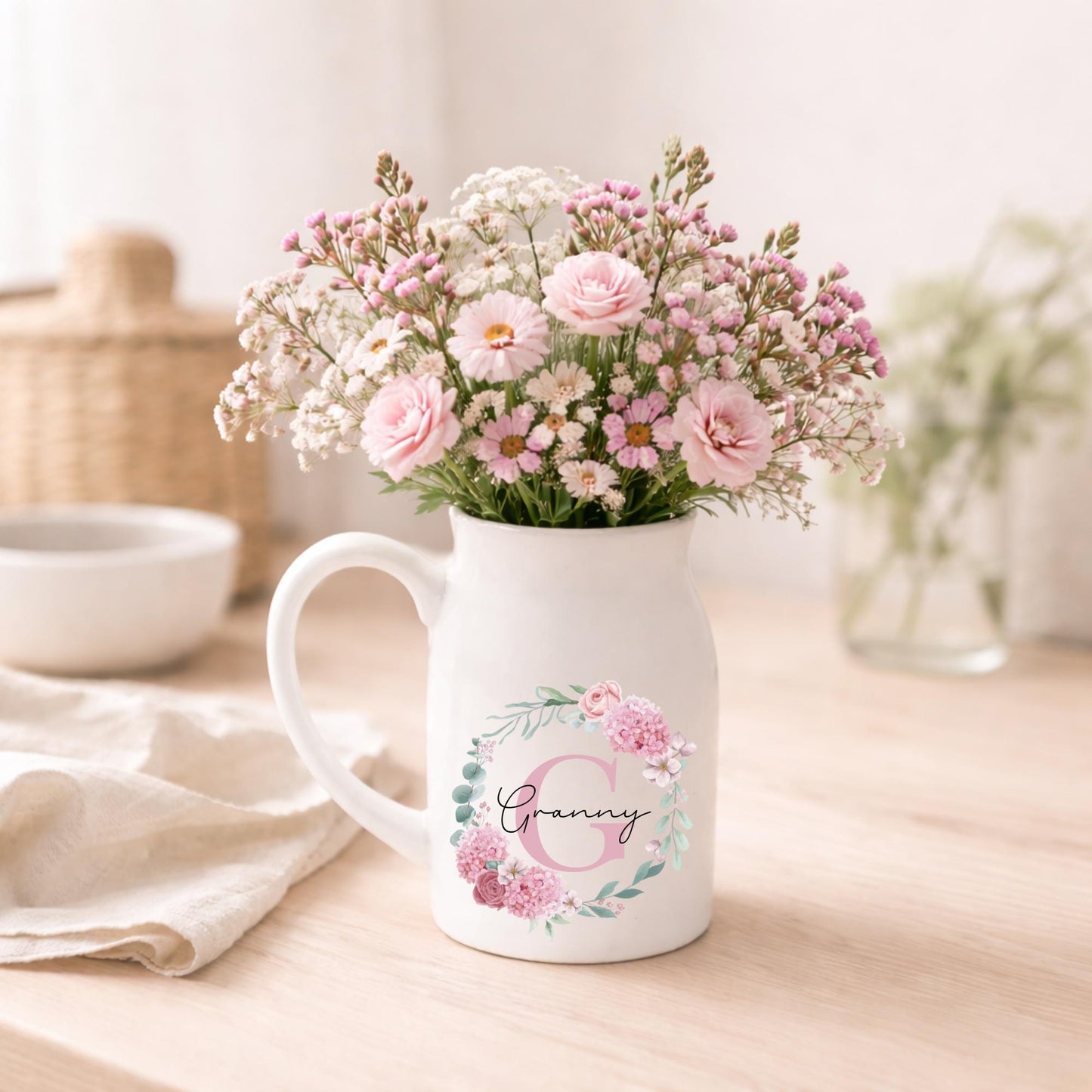 Personalised Vase Mum Grandma Nanny Auntie Ceramic Flower Jug Mother's Day Gift