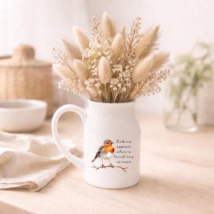 Robin Memorial Vase Personalised Ceramic Remembrance Keepsake Gift