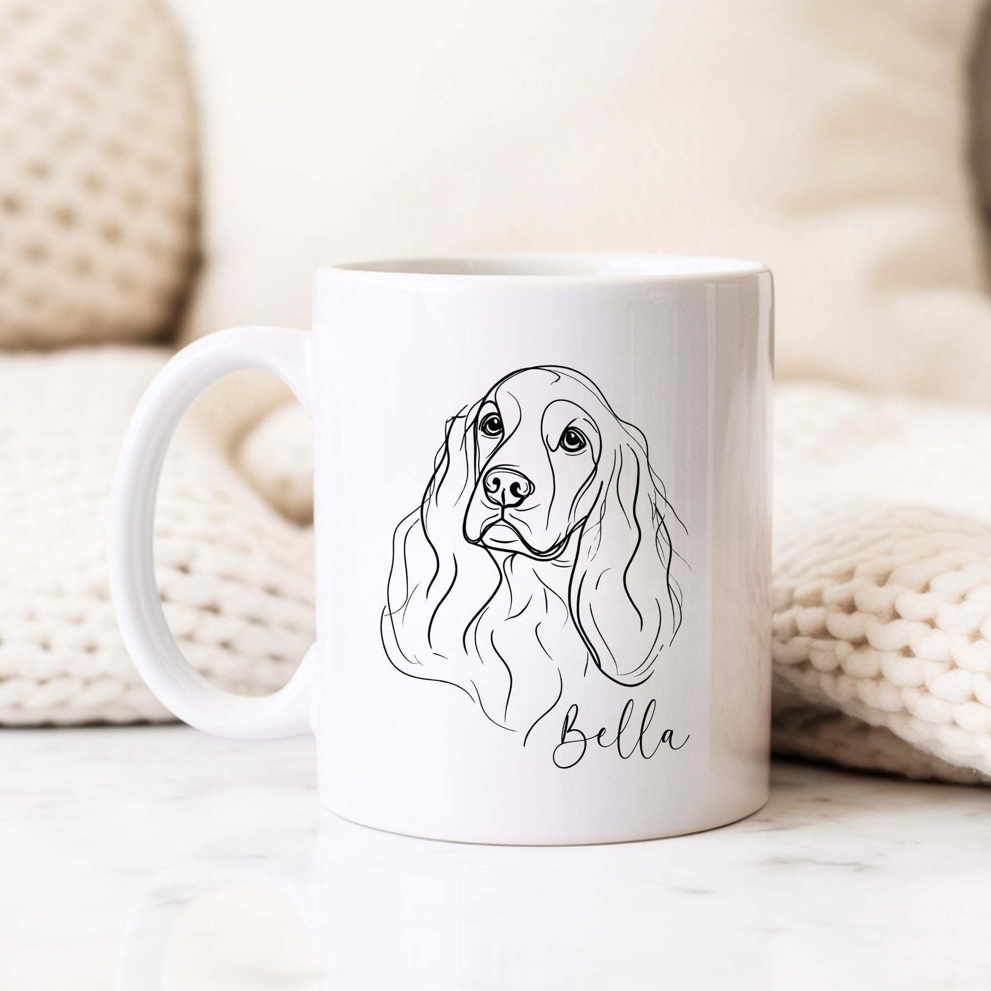 Cocker Spaniel Personalised Mug Line Art Dog Gift
