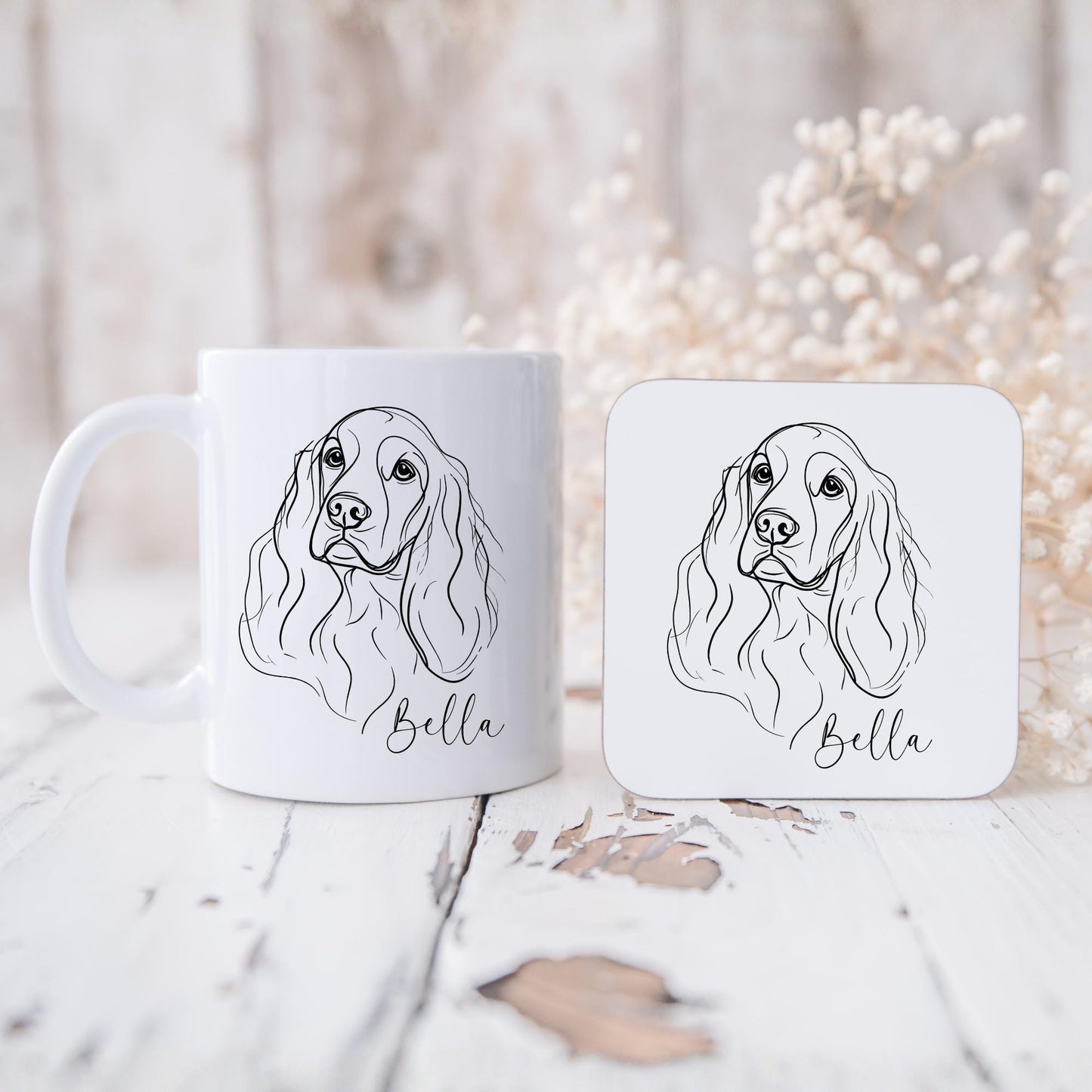 Cocker Spaniel Personalised Mug Line Art Dog Gift
