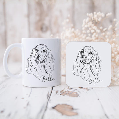 Cocker Spaniel Personalised Mug Line Art Dog Gift