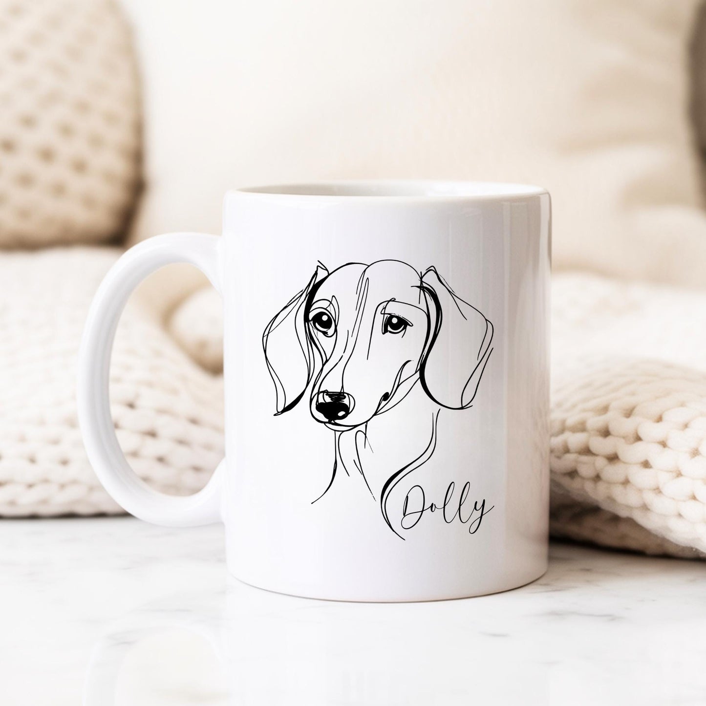 Dachshund Personalised Mug Sausage Dog Line Art Gift