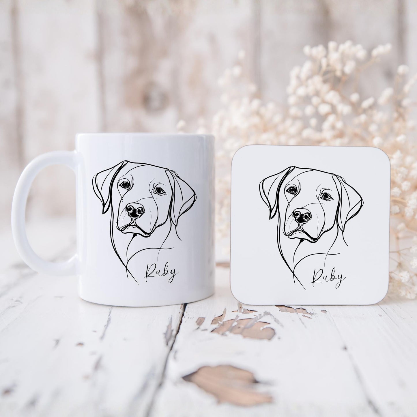 Labrador Personalised Mug Line Art Dog Gift