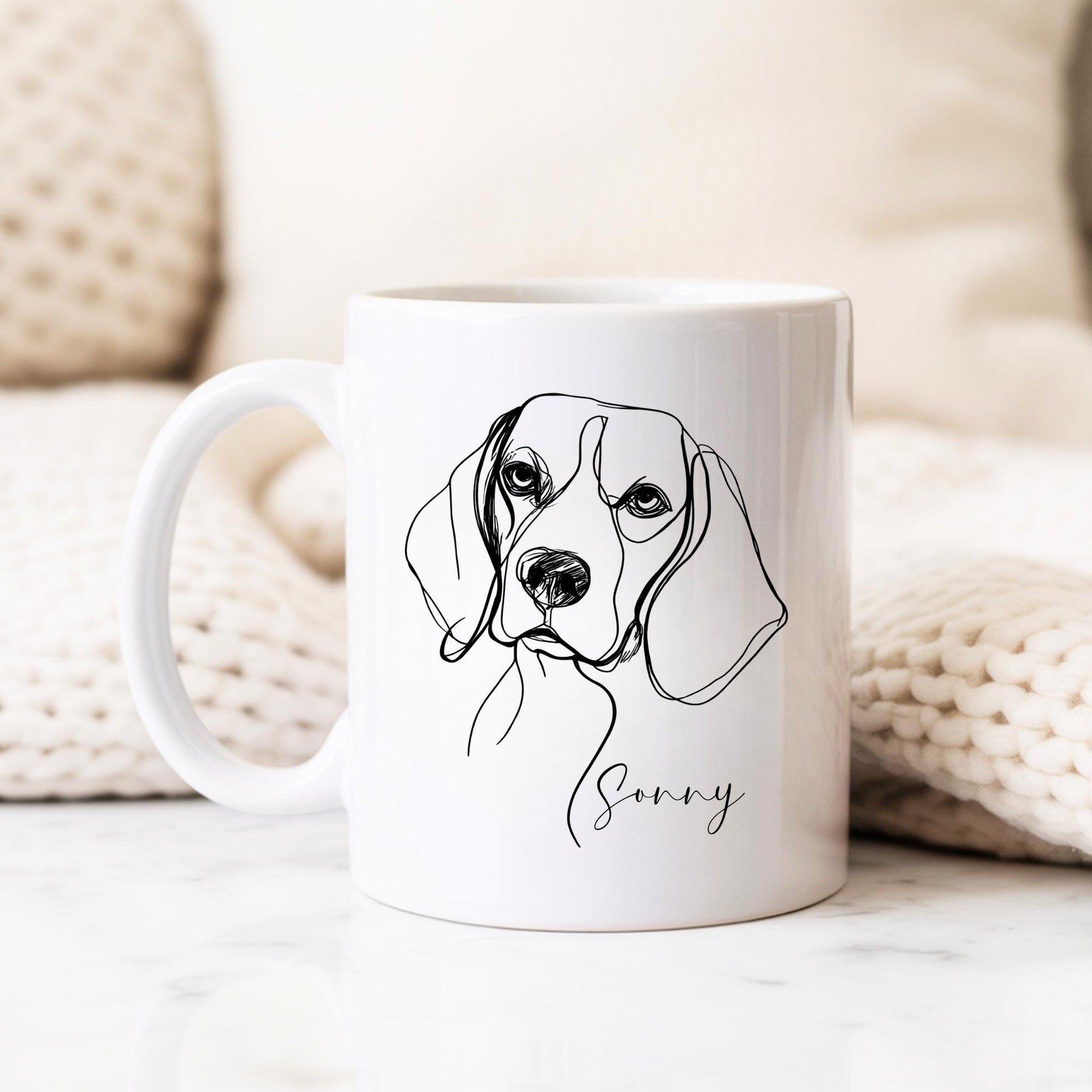 Beagle Personalised Mug Line Art Dog Gift