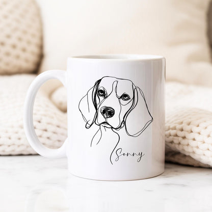 Beagle Personalised Mug Line Art Dog Gift