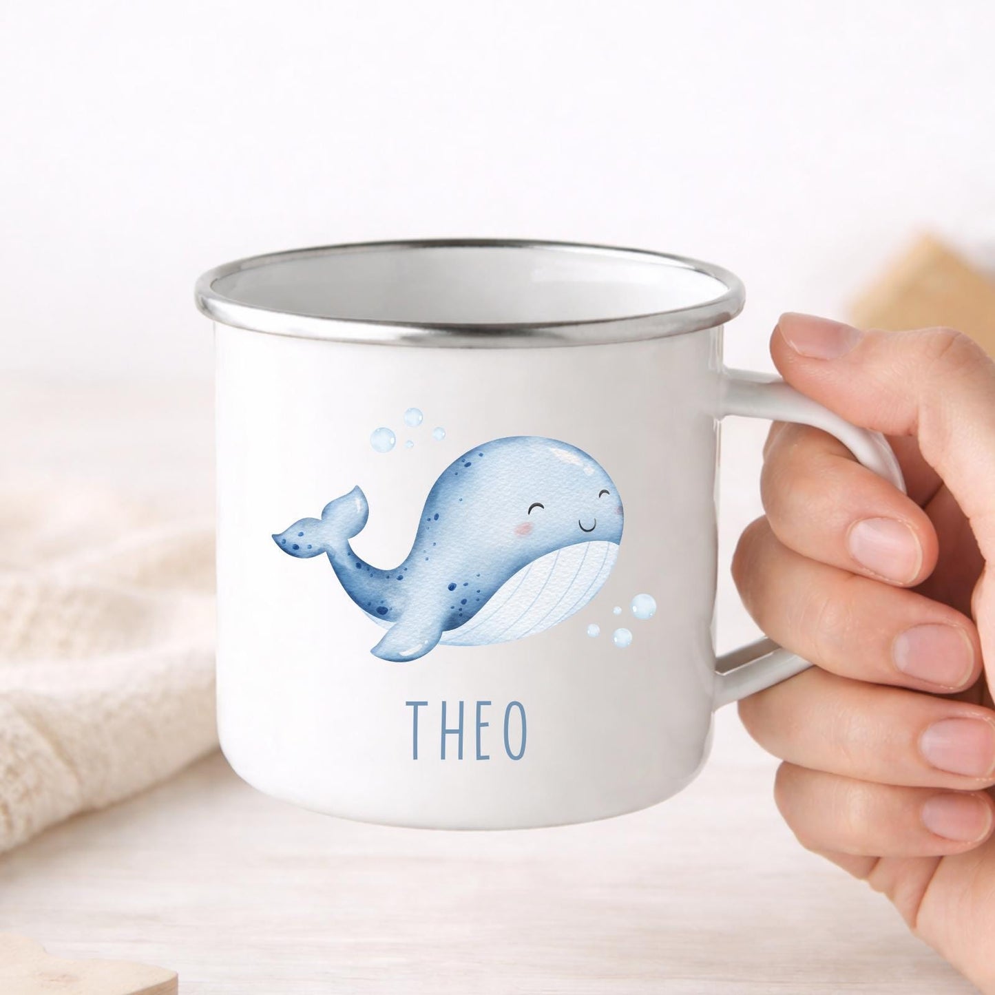 Personalised Children's Mug Sea Creature Enamel Kids Cup Gift
