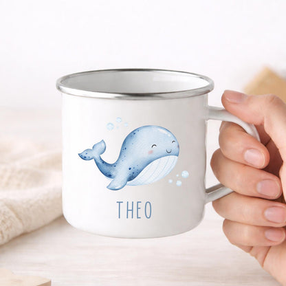 Personalised Children's Mug Sea Creature Enamel Kids Cup Gift