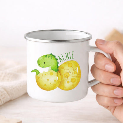 Personalised Children's Mug Dinosaur Enamel Kids Cup Gift