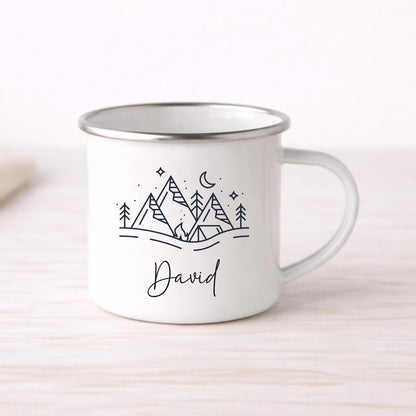 Personalised Camping Mug Outdoor Campervan Enamel Cup Gift