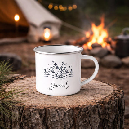 Personalised Camping Mug Outdoor Campervan Enamel Cup Gift