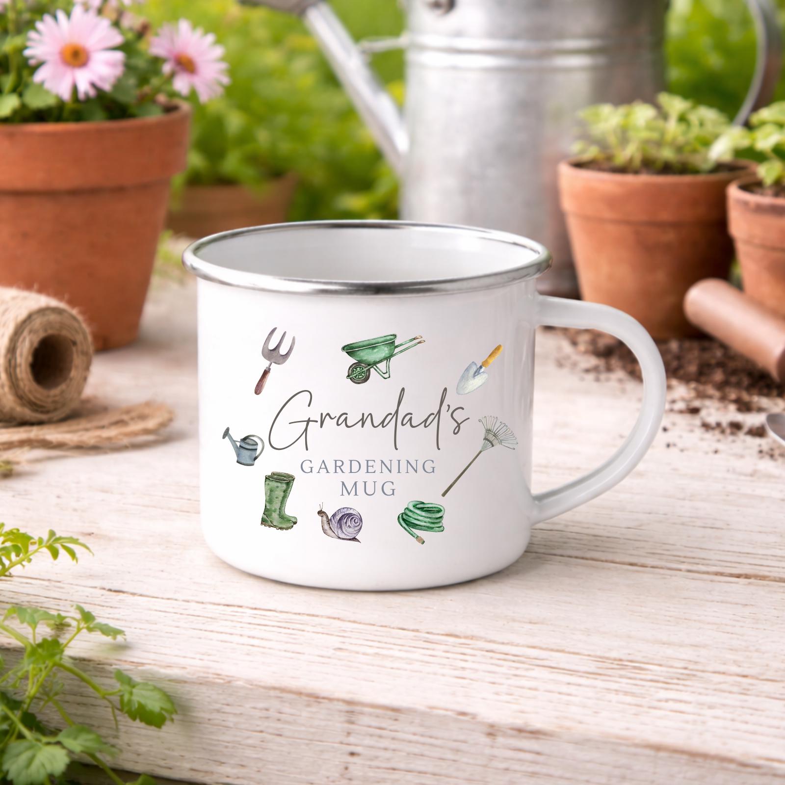 Personalised Mug Enamel Gardening Grandparent Gift