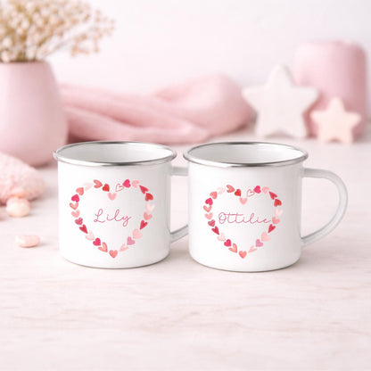 Personalised Children's Valentine's Mug Girls Enamel Cup Gift