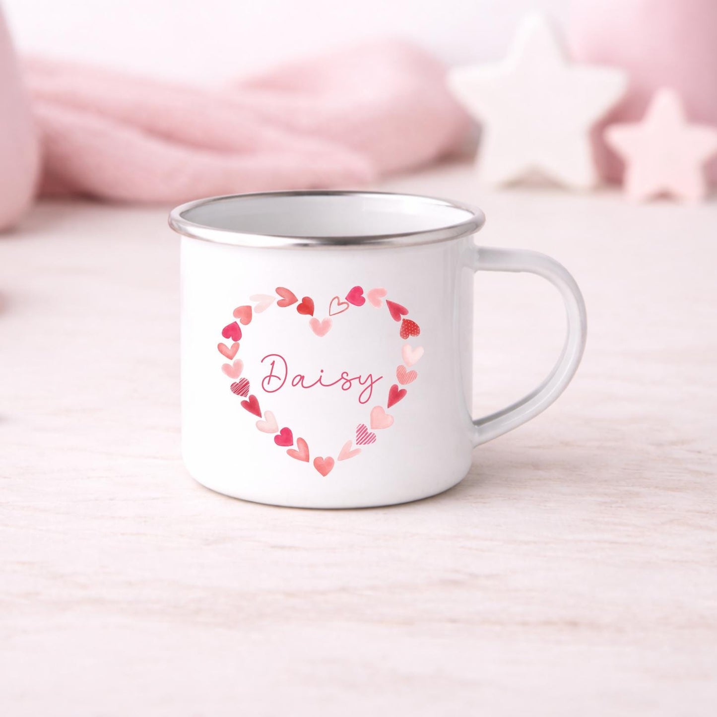 Personalised Children's Valentine's Mug Girls Enamel Cup Gift