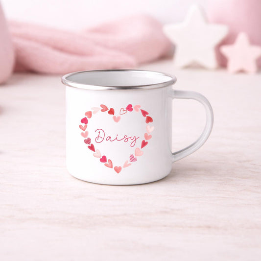 Personalised Children's Valentine's Mug Girls Enamel Cup Gift