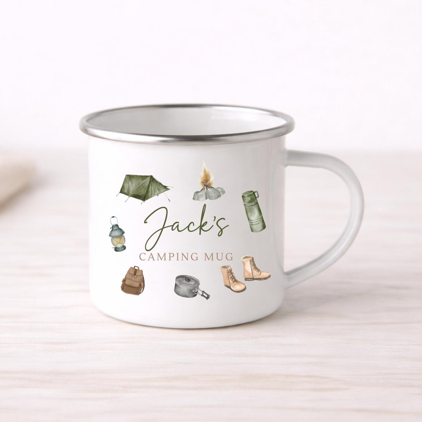 Personalised Camping Mug Enamel Camper Travel Gift