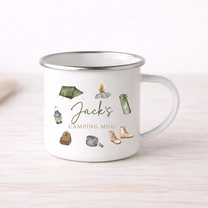 Personalised Camping Mug Enamel Camper Travel Gift