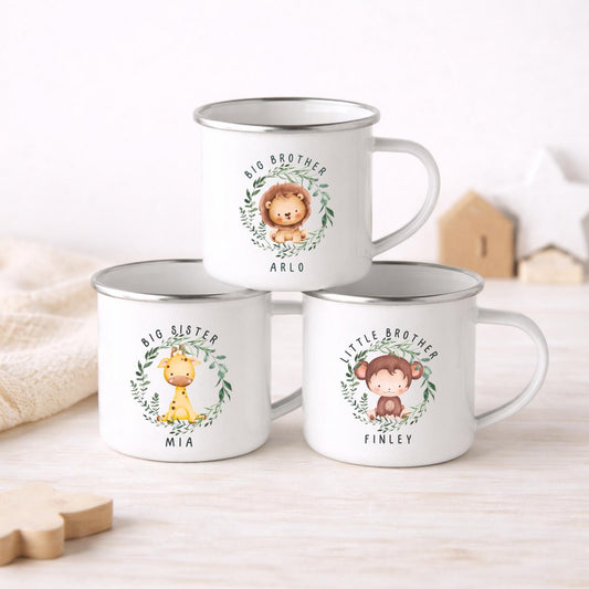 Personalised Children's Mug Enamel Kids Cup Big Brother Sister Gift